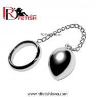 Stainless Steel Cock Ring Chain Anal Plug Egg Shaped 