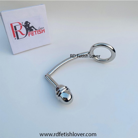 Stainless Steel Cock Ring with Anal Plug