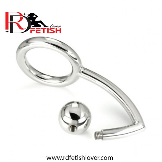 Stainless Steel Cock Ring with single Anal Ball