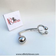 Stainless Steel Horseshoe Cock Ring with Anal Intruder