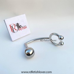 Stainless Steel Horseshoe Cock Ring with Anal Intruder