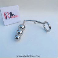 Stainless Steel Cock Ring with Trio Anal Ball