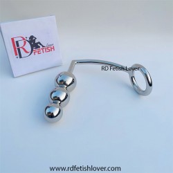 Stainless Steel Cock Ring with Trio Anal Ball