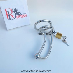 Stainless Steel Hollow Male Chastity Cage Cock Cage with Metal Cage Urethra Plug Lock Chastity Cage BDSM