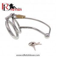 Stainless Steel Hollow Male Chastity Cage Cock Cage with Metal Cage Urethra Plug Lock Chastity Cage BDSM