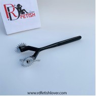 Double Split Wheel Wartenberg Pinwheel Black Coated 