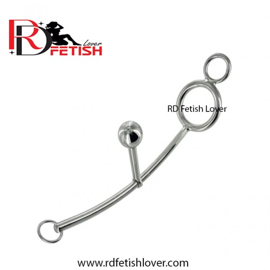 Stainless Steel Bondage Hook with Strap On Dildo Ring and Insertable Ball