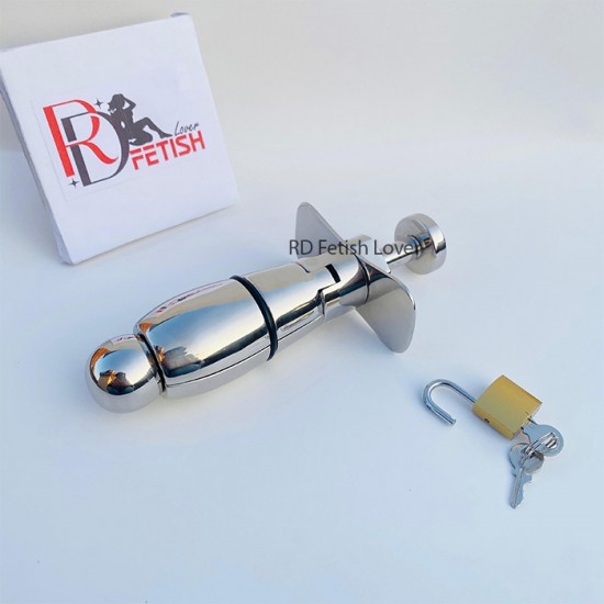 Stainless Steel Locking Anal Plug Plunger Style Pear of Anguish