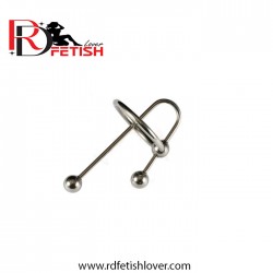 Stainless Steel Penis Head Glans Ring with Urethra Clip